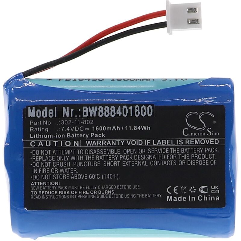 Battery Replacement for PeakTech 302-11-802 for Measuring Devices (1600 mAh, 7.4 v, Li-ion) - Vhbw