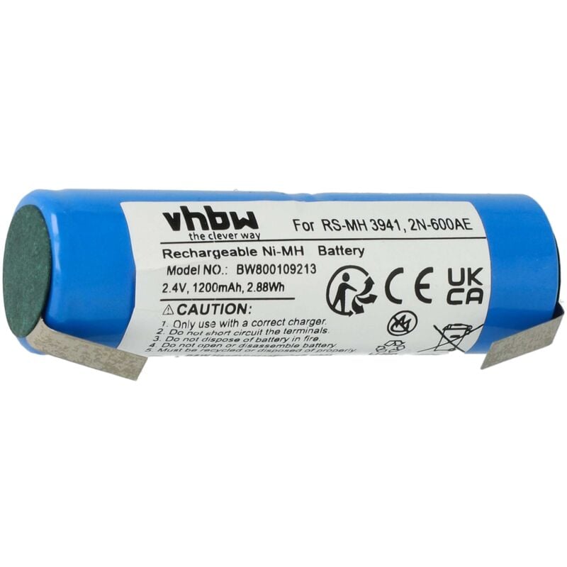 Battery Replacement for S-RWT1688 for Electric Toothbrush (1200 mAh, 2.4 v, NiMH) - Vhbw