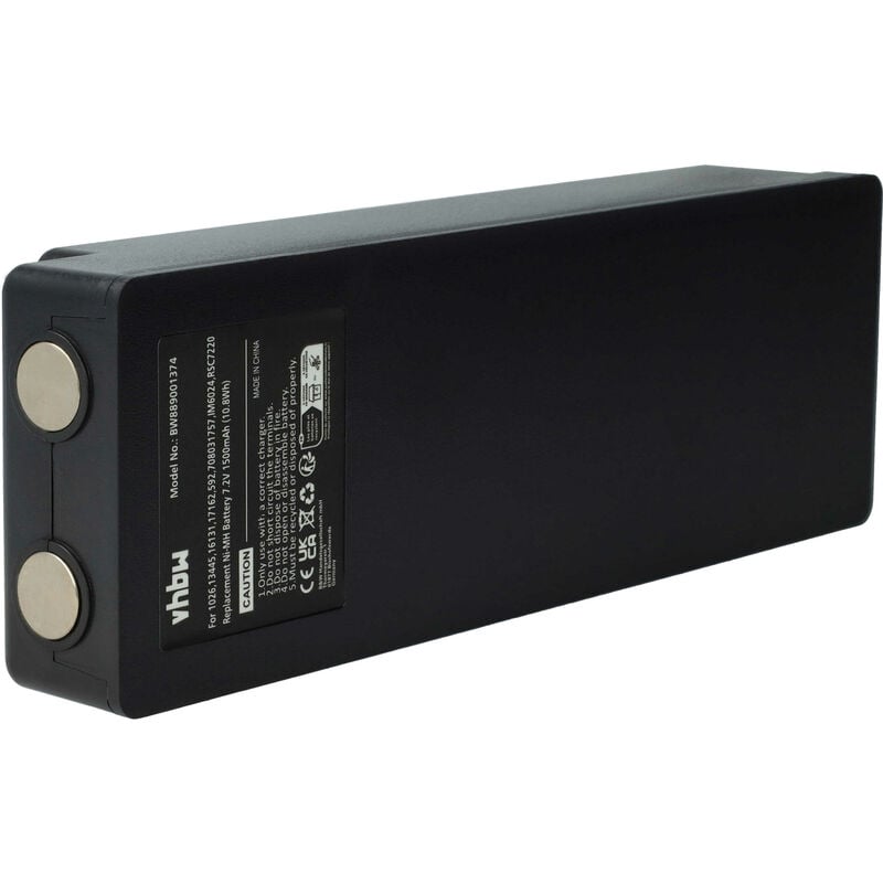 Vhbw - Battery Replacement for Scanreco 16131, 17162, 592, 1026, 13445 for Industrial Radio Remote Control (1500 mAh, 7.2 v, NiMH) - Black
