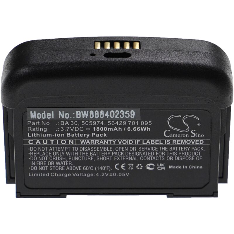 vhbw Battery Replacement for Sennheiser 56429 701 095, BA 30, 505974 for Digital Wireless System (1800 mAh, 3.7 V, Li-ion)