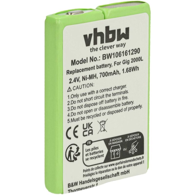 Vhbw - Battery Replacement for Siemens 4506.306, C39153Z7-C3, H208-25 for Wireless Landline Phone (700 mAh, 2.4 v, NiMH)