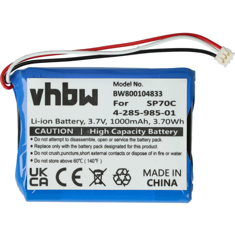 Vhbw - Battery Replacement for Sony 4-285-985-01, 4-435-245-01, SP70C for Games Console (1000mAh, 3.7 v, Li-ion)