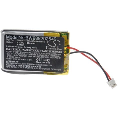 vhbw Battery Replacement for Sportdog SAC54-15955, SDT00-15944 for Dog Collar Trainer (390mAh, 3.7V, Li-Polymer)