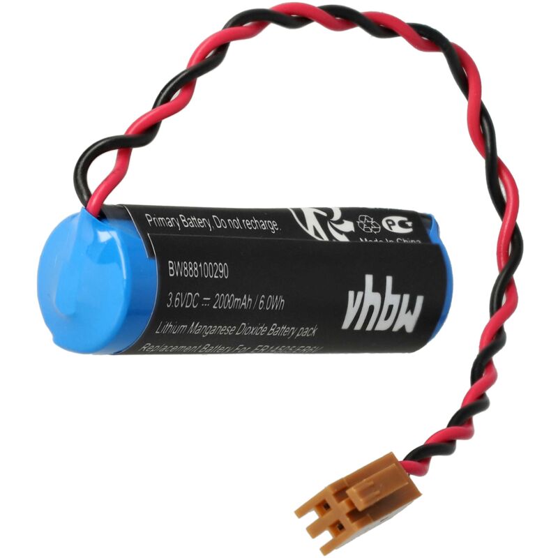 Vhbw - Battery Replacement for Toshiba ER6V, JAE2P for cnc Router, cnc Controller (2000 mAh, 3.6 v, Li-MnO2)