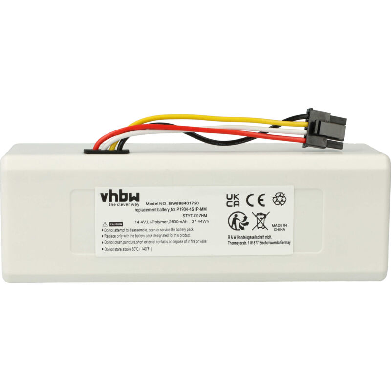 Battery Replacement for Xiaomi P1904-4S1P for Home Cleaner (2600mAh, 14.4 v, Li-ion) - Vhbw