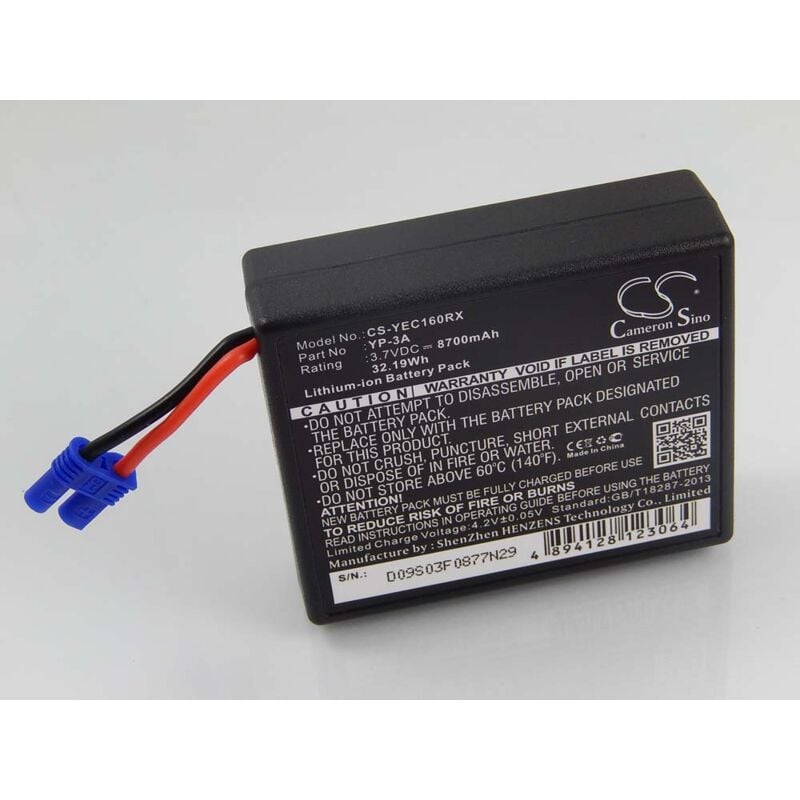 vhbw Battery Replacement for Yuneec ST16F, 58-000160, YP-3A, ST16 for Drone Smart Controller (8700mAh, 3.7 V, Li-ion)