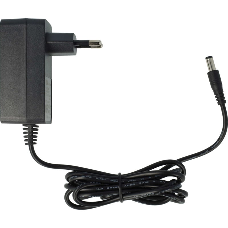 vhbw Bloc d'alimentation compatible avec Ecovacs Deebot DM85 Chargeur d'aspirateur - longueur du câble 170 cm, dont fiche Euro (coudé 90°), noir