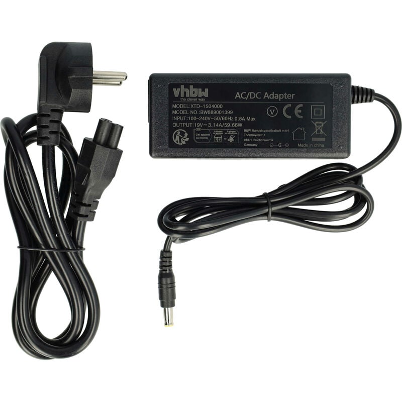 Vhbw - Bloc d'alimentation compatible avec Samsung Metrobook, Metrobook lt, M60, M70, M40, M40 Plus Chargeur d'aspirateur - noir