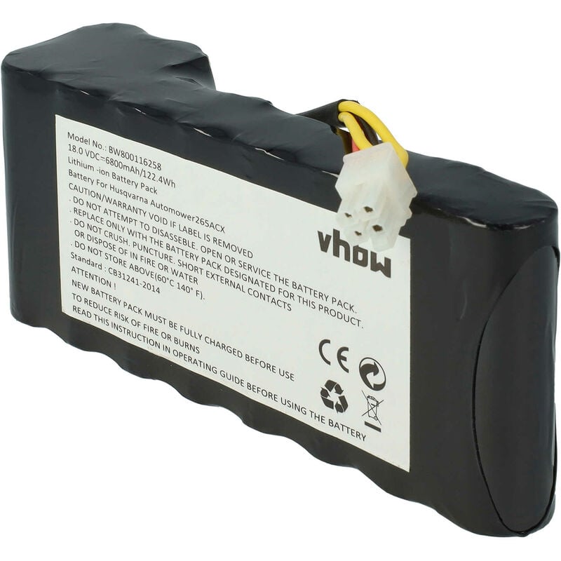Bloc de batteries compatible avec Husqvarna Automower 320 2013, 320 2014, 320 2015, 330X 2013, 330X 2014, 330X 2015 6800mAh, 18V, Li-ion - Vhbw