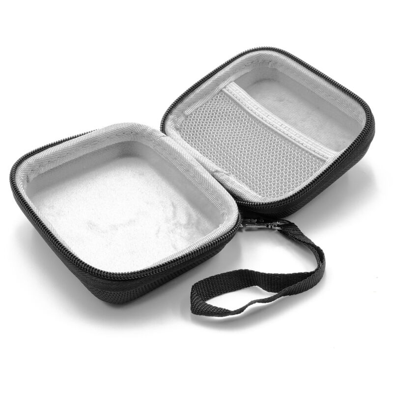

vhbw Bolsa, funda, estuche para JBL Go 2 cajas de sonido bluetooth gris / negro forro interior suave bolsillo interior de malla