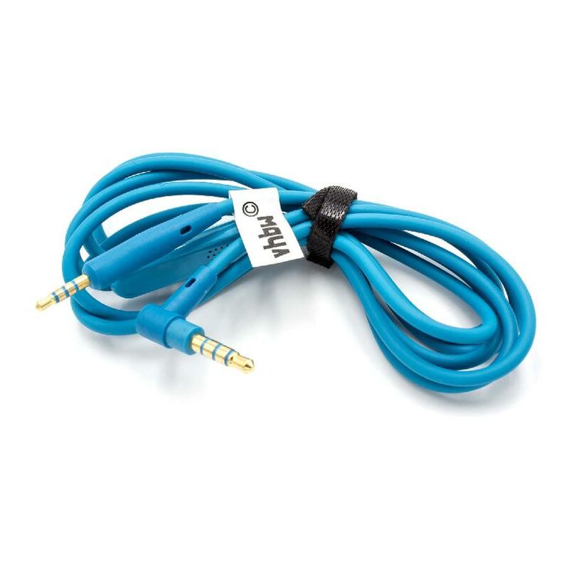 

Cable audio AUX a conector jack 3,5mm azul para Bose QuietComfort QC35, QC35 II, QC35-2 auriculares, 150cm-micrófono botón respuesta de llamada - Vhbw