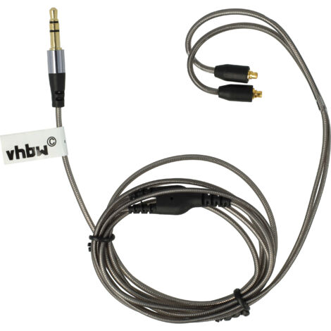 vhbw Cable audio AUX compatible con Logitech Ultimate Ears UE 900 auriculares - Cable audio 3,5 mm (clavija jack), 120 cm, gris