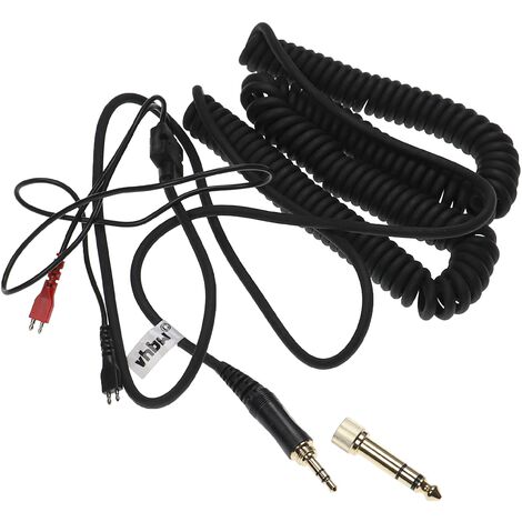 vhbw Cable audio AUX compatible con Sennheiser HD 530 II, HD 540 auriculares - Cable audio 3,5 mm (clavija jack) a 6,3 mm, 1,5 - 4 m, negro