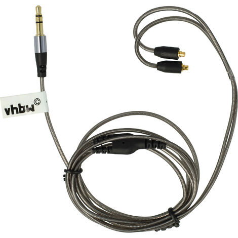 vhbw Cable audio AUX compatible con Westone AM Pro 10, AM Pro 20, AM Pro 30, ES10, ES20 auriculares - Cable audio 3,5 mm (clavija jack), 120 cm, gris