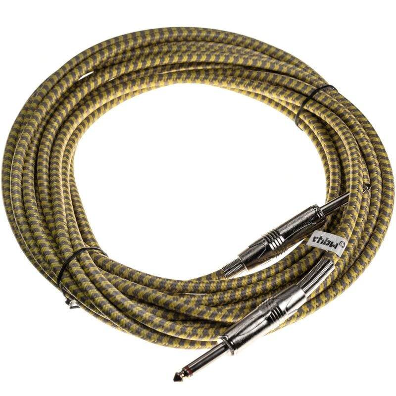 

vhbw Cable auxiliar de 10m para guitarra compatible para clavijas audio de 6,35 mm - Cable audio con clavija macho jack de 6,35mm, recto, amarillo