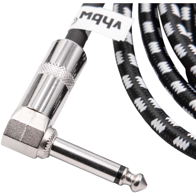 

Cable auxiliar de 3m para guitarra compatible para clavijas audio de 6,35 mm -Cable audio con clavija macho jack de 6,35mm, en ángulo, trenzado - Vhbw
