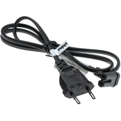 vhbw Cable clavija (m) de seguridad reemplaza Samsung UN32EH4003F para dispositivos IEC por ej. PC monitor impresora - C7 (h), 1 m, ángulo de 90°