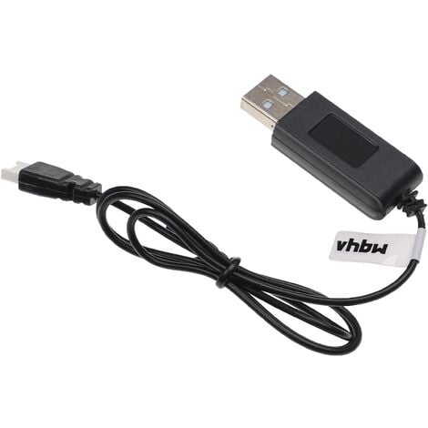 vhbw Cable de carga USB compatible con Carrera RC Video ONE (503003) dron, cuadricóptero - 60 cm