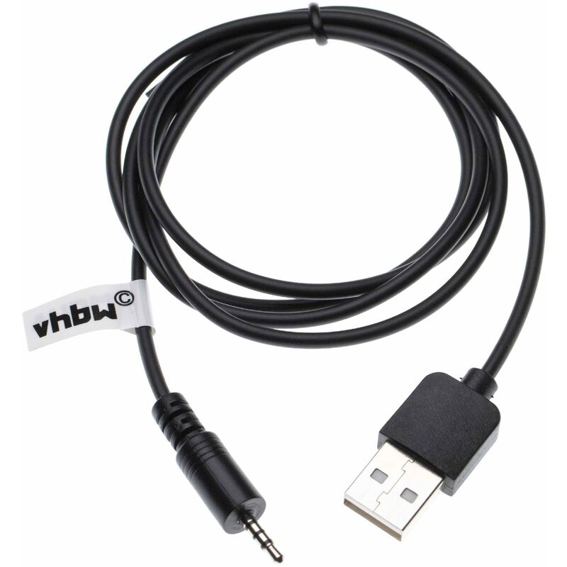 

vhbw Cable de carga USB compatible con Harman Kardon Premium BT auriculares - USB a jack 2,5 mm, negro, 55 cm