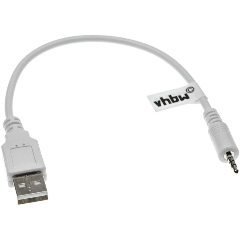 

vhbw Cable de carga USB compatible con JBL J56BT auriculares, blanco, 20.5cm - USB 2.0 tipo A a 2, jack 5mm