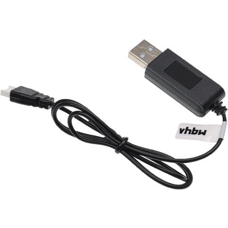 vhbw Cable de carga USB reemplaza Carrera 503001/3, 370410145 para dron, cuadricóptero - 60 cm