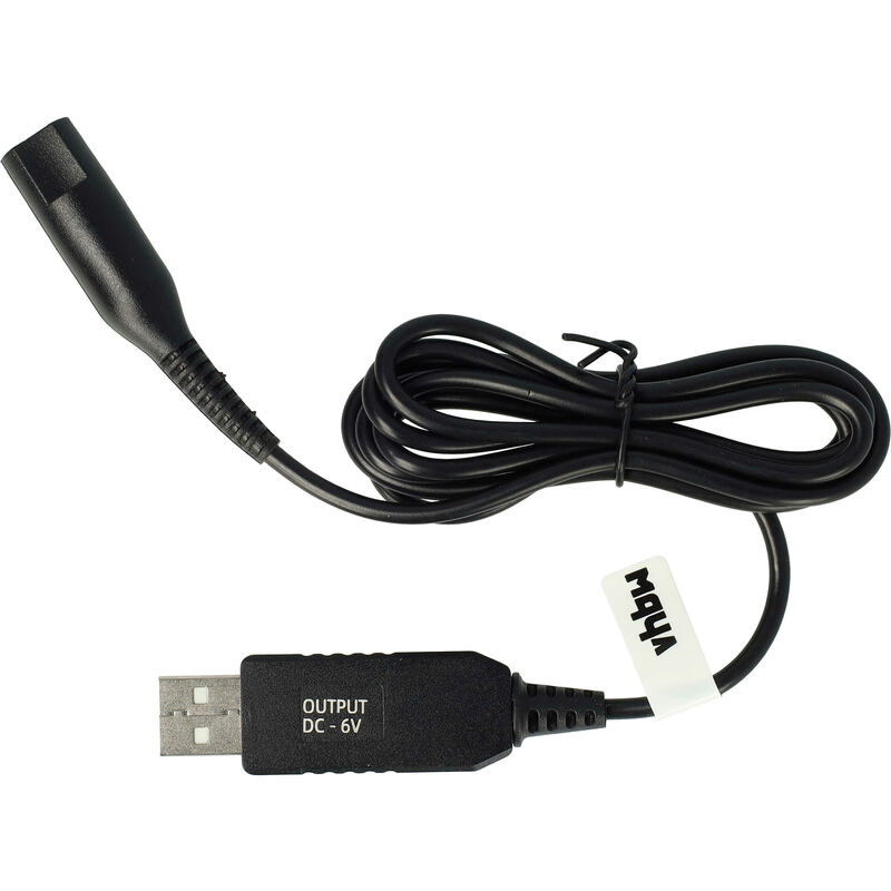 Vhbw - Câble de charge compatible avec Braun 5417, Contour Pro, 5517, 5527, 5529, BeardTrimmer, Contour x rasoir - Câble d'alimentation, 120 cm noir