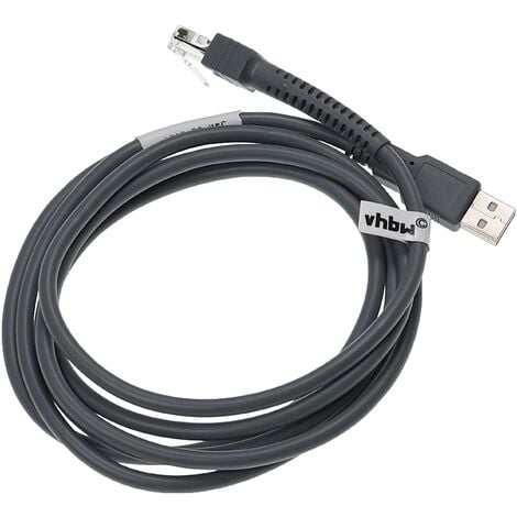 vhbw Câble de données USB 2.0 mâle vers RJ45 mâle compatible avec Honeywell Genesis 7580g lecteur code-barres - Cordon, 2 m gris