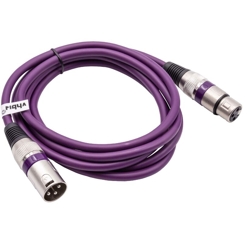 

Cable DMX conector macho XLR a conector hembra XLR compatible con luces, focos, escenarios - 3 pines, revestimiento cable de PVC, lila, 2m - Vhbw