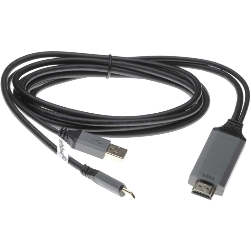 

Cable HDMI cable de datos USB / de carga 2 en 1 (cable Y USB C 3.1 + USB A 2.0 a clavija HDMI) p.ej. compatible con LG G5, V300L - 2m - Vhbw