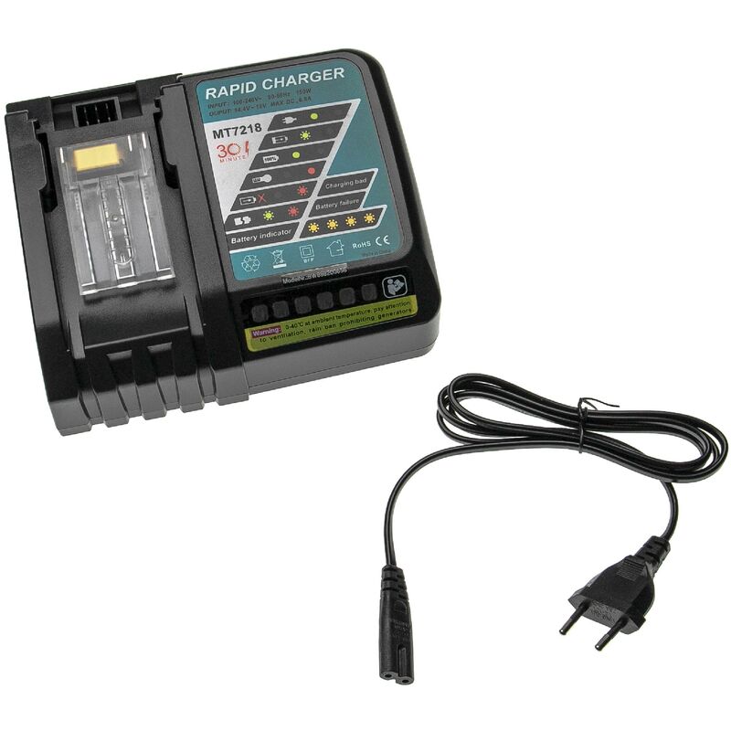 

vhbw Cargador rápido compatible con Makita TD131DRFXR, TD131DRFXW, TD131DZ, TD132, TD132D, TD132DRFX, TD132DRFXB herramientas, baterías de Li-Ion