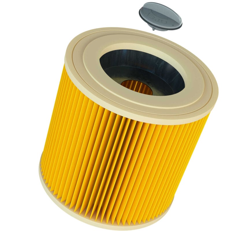 1x Cartridge Filter compatible with Dewalt D27902, D27900, D27902M, D27901 Vacuum Cleaner - Yellow - Vhbw