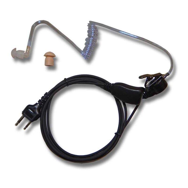 vhbw Casque d'écoute pour Cobra MT-110, MT-220, MT-305, MT-500, MT-525, MT-700, MT-725, MT-900, MT-925 radio walkie Talkie; tube sonore transparent