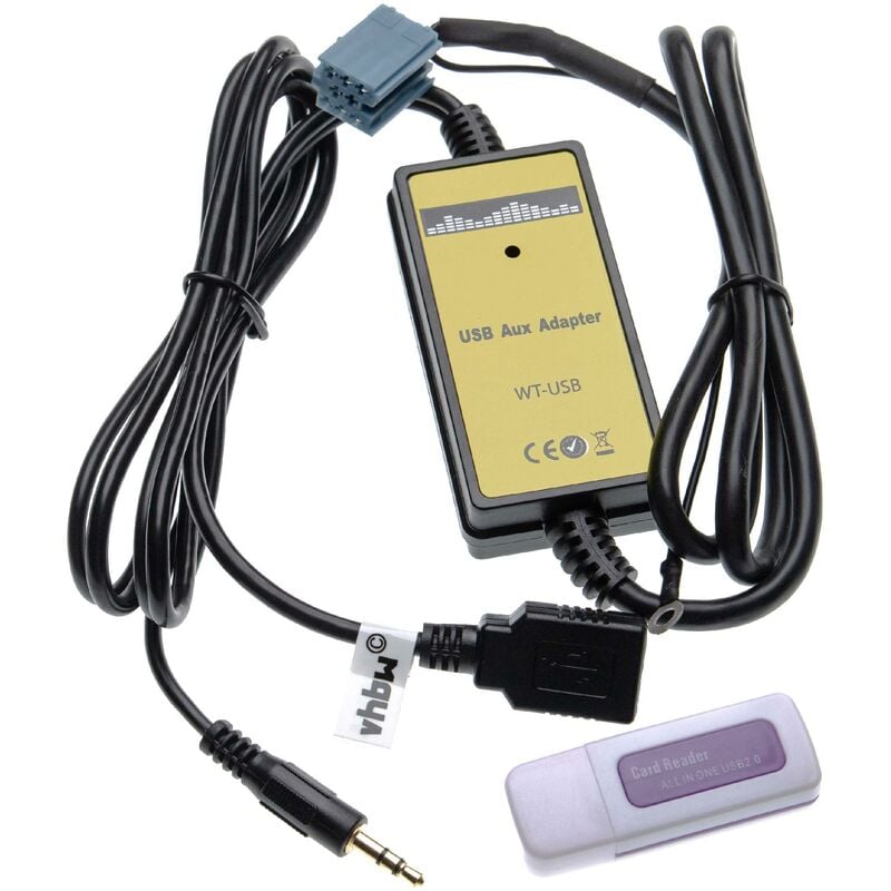 Câble adaptateur aux usb pour radio de voiture compatible avec vw Polo, Phaeton, Passat 3B/3BG Berline/Variant-break (10/1996-02/2005) - Vhbw