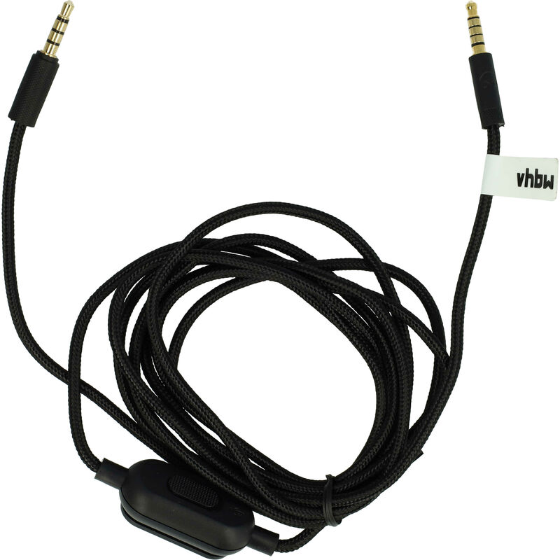 Vhbw - Câble audio aux compatible avec Logitech g Pro, g Pro x, G233, G433 casque - Avec prise jack 3,5 mm, 200 cm noir