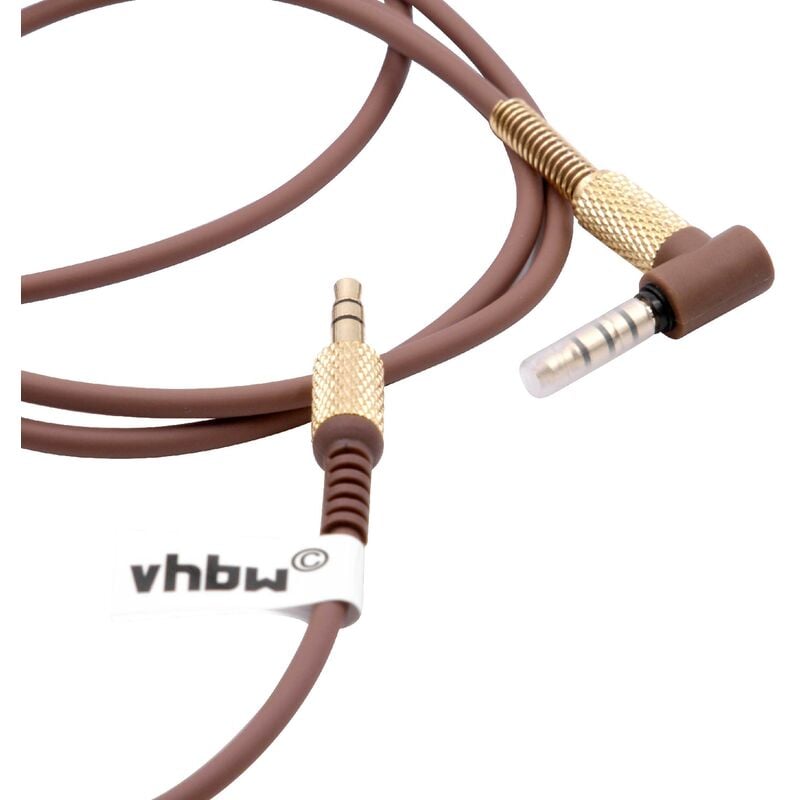 Vhbw - Câble audio aux compatible avec Marshall Major Bluetooth, Major ii casque - Avec prise jack 3,5 mm, 150 - 230 cm, or / marron