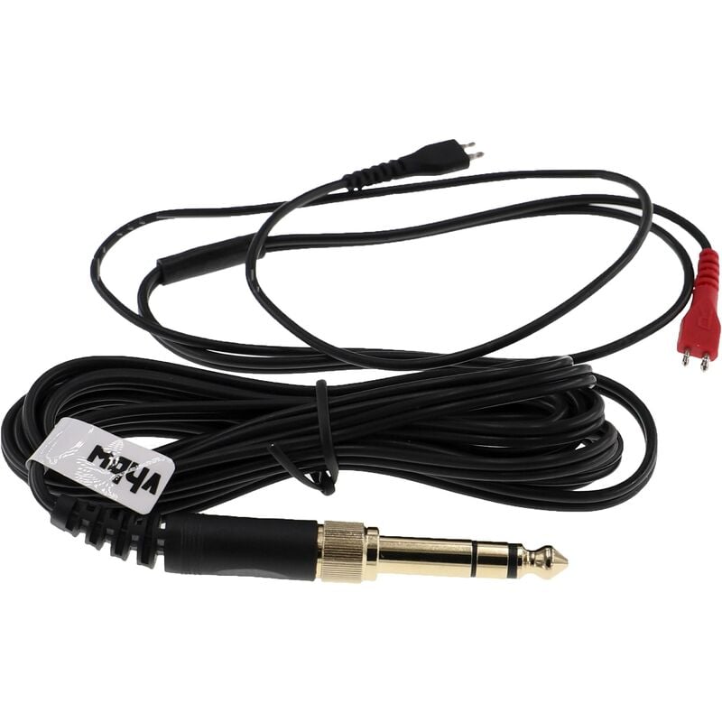Câble audio aux compatible avec Sennheiser hd 222, hd 224, hd 230, hd 25, hd 250 casque - Avec prise jack 3,5 mm, vers 6,3 mm, noir - Vhbw