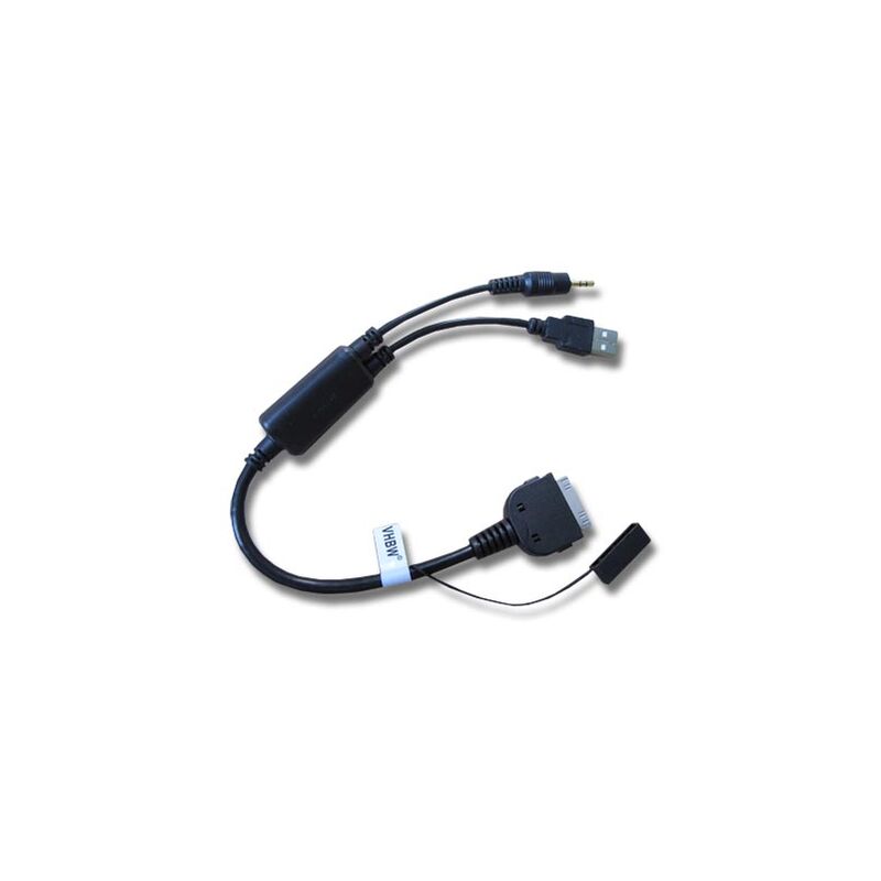 Vhbw - Câble audio voiture compatible avec Apple iPod mini 3ème génération, 4ème génération, 5ème génération , - Adaptateur en y, noir