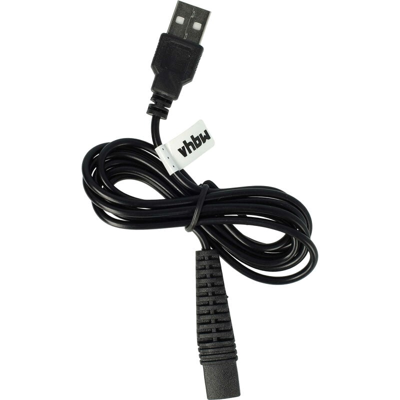 vhbw Câble de charge compatible avec Braun Series 3 300, 3000BT, 3000s, 300s, 3010BT, 3000, 3010 rasoir - Câble d'alimentation, 120 cm, noir