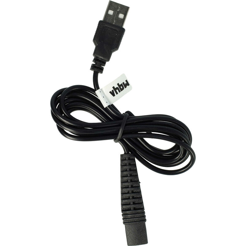 Vhbw - Câble de charge compatible avec Braun Series 5 50-B1000s, 5070cc Typ 5769, 5090cc Typ 5769 rasoir - Câble d'alimentation, 120 cm, noir