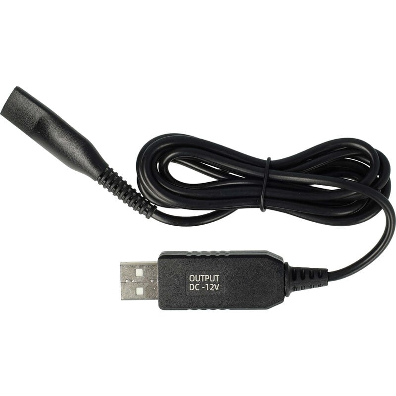 Vhbw - Câble de charge compatible avec Braun Silk Epil 9-521, 9-538, 9-541, 9-549, 9-558, 9-561, 9-579 épilateur - Câble d'alimentation, 120 cm, noir