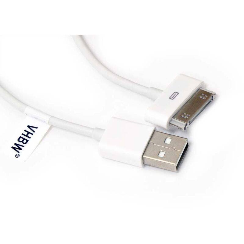 Câble de données usb (type a sur lecteur MP3) compatible avec Apple iPhone 4GB, 8GB, 4S lecteur MP3 - blanc - Vhbw