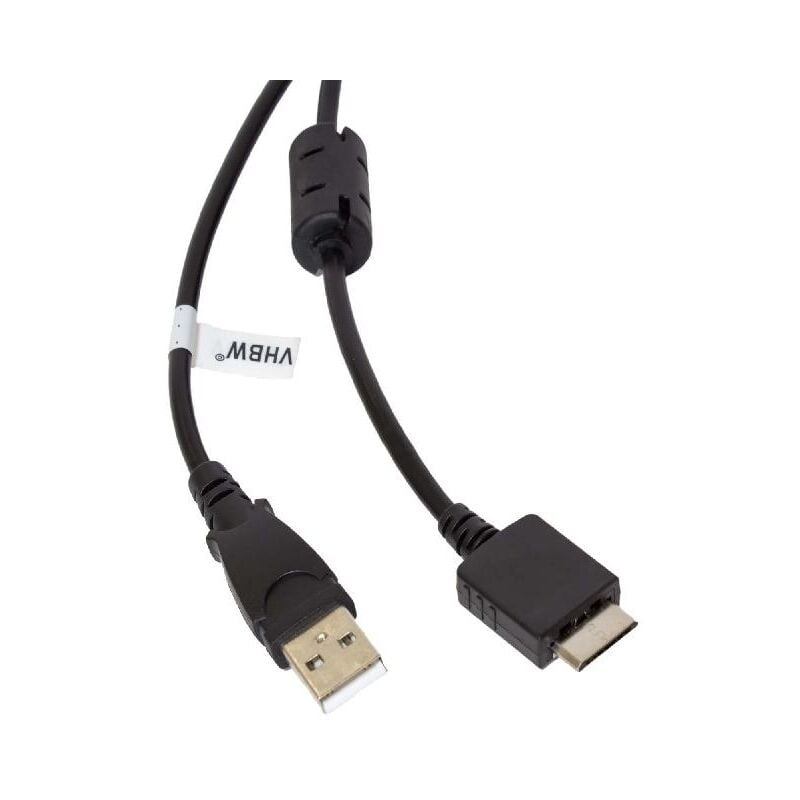 Câble de données usb (type a sur lecteur MP3) câble de chargement compatible avec Sony Walkman NW-S616F, NW-S705F lecteur MP3 - noir, 150cm - Vhbw