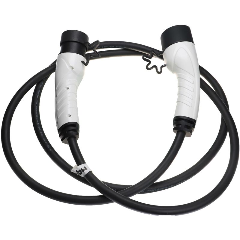 Câble de recharge type 2 vers type 2 compatible avec Fiat E-Doblo, E-Ulysse, Tipo, Panda voiture électrique - 3 phases, 16 a, 11 kW, 3 m - Vhbw