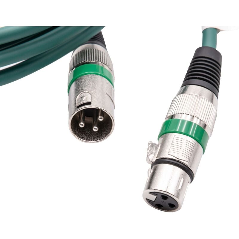 vhbw - câble lumière dmx prise xlr mâle et femelle compatible avec éclairage scénique, projecteurs - 3 broches, câble pvc, vert, 2m