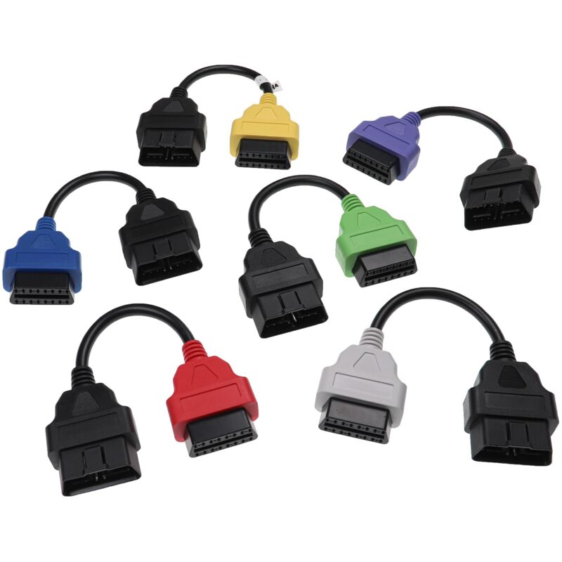 Vhbw - Câbles de rallonge OBD2 en lot de 6 pcs 16 Pin femelle vers 16 Pin mâle compatible avec Fiat, Alfa Romeo, Lancia, Polonez voitures - 9,5 cm