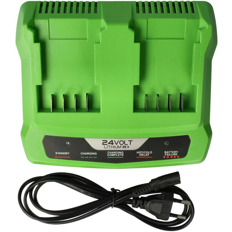 Vhbw - Chargeur double compatible avec Greenworks 21342, 2200107, 2200207, 24352, 2400007, 2400702, 2200007 batteries Li-ion d'outils