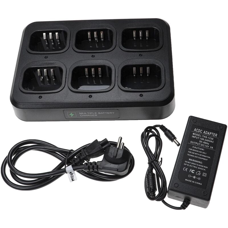 Vhbw - Chargeur 6 compartiments compatible avec Baofeng UV-5R, UV-5RA batteries de radio - Socle + Prise, 8,4 v, 0,5 a