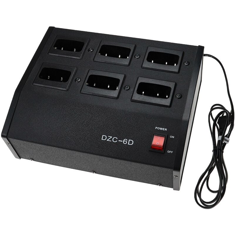 vhbw Chargeur 6 compartiments compatible avec Kenwood PB-34, PB-33, PB-32H, PB-32 batteries de radio - Socle, 15 V, 7 A