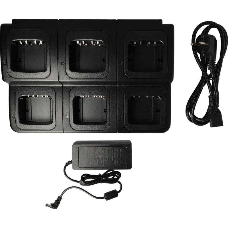 Vhbw - Chargeur 6 compartiments compatible avec Motorola DP4400, DP4000, DP2600E, DP-2600 batteries de radio - Socle + Prise