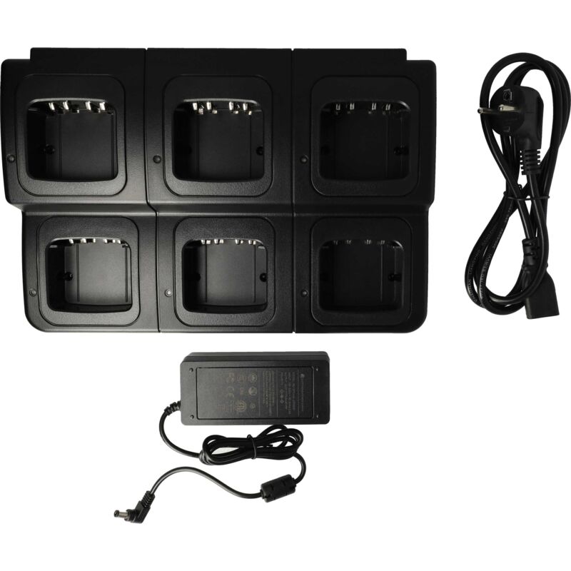 Vhbw - Chargeur 6 compartiments compatible avec Motorola DP4400E, DP4601, DP4600, DP4401 batteries de radio - Socle + Prise